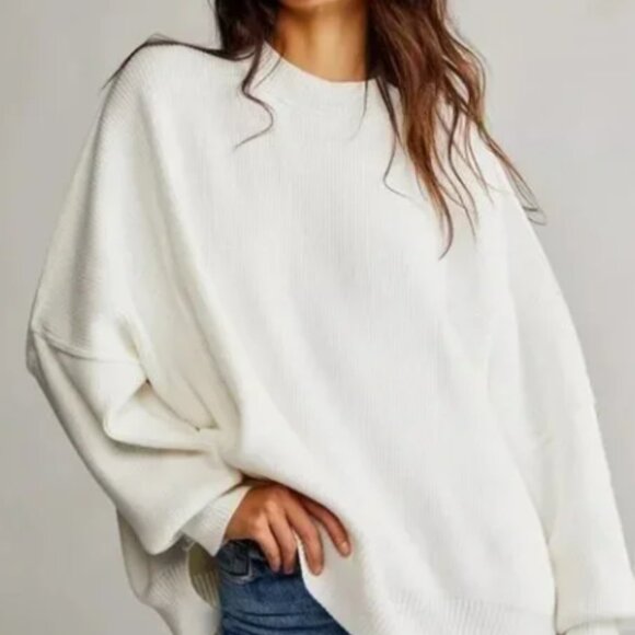 Free People Easy Street Tunic Oversized Sweater White Size Small - Picture 11 of 11